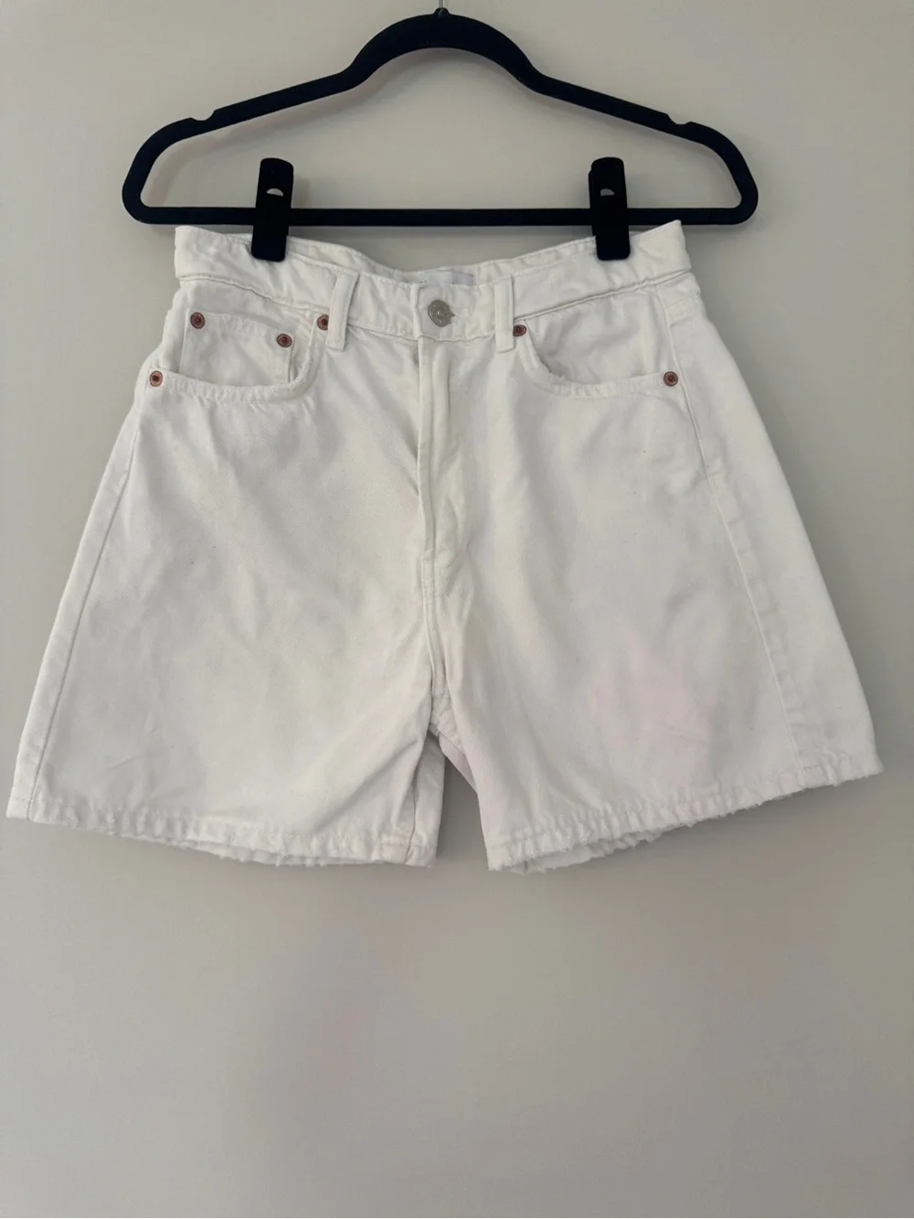 Zara White High-Rise Long Shorts